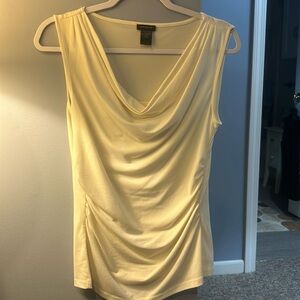 Ann Taylor white rouched sleeveless top